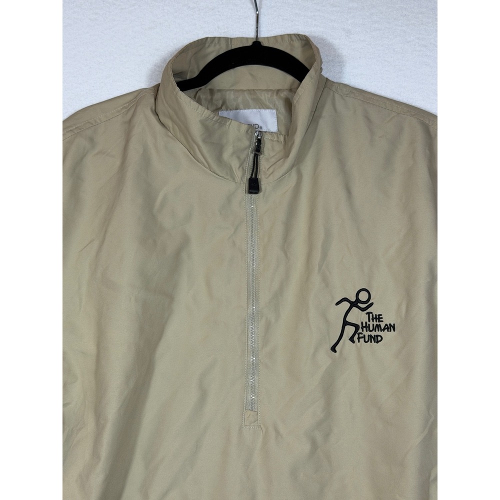 Mens North End Tan Quarter Zip Golf Pullover Jacket The Human‎ Fund Graphic LG